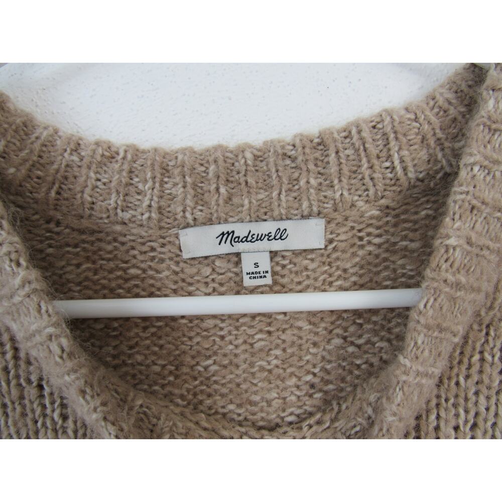 Madewell Small Baxter Sweater Tunic Tan Brown Open Knit Alpace Loungewear - Picture 2 of 8
